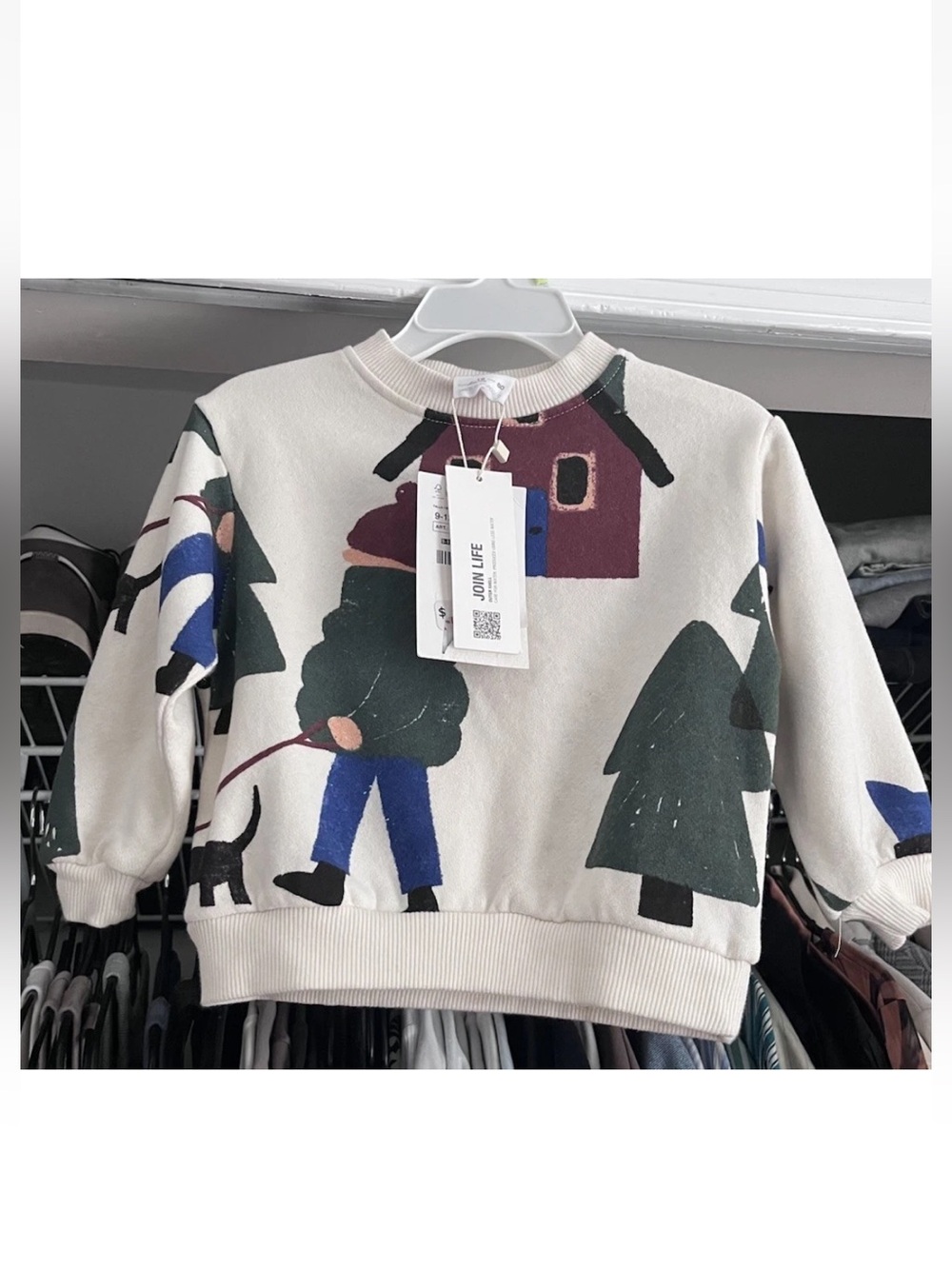 Zara Baby Cream Graphic Winter Wonderland Sweatshirt Pullover Size 9-12 Months
